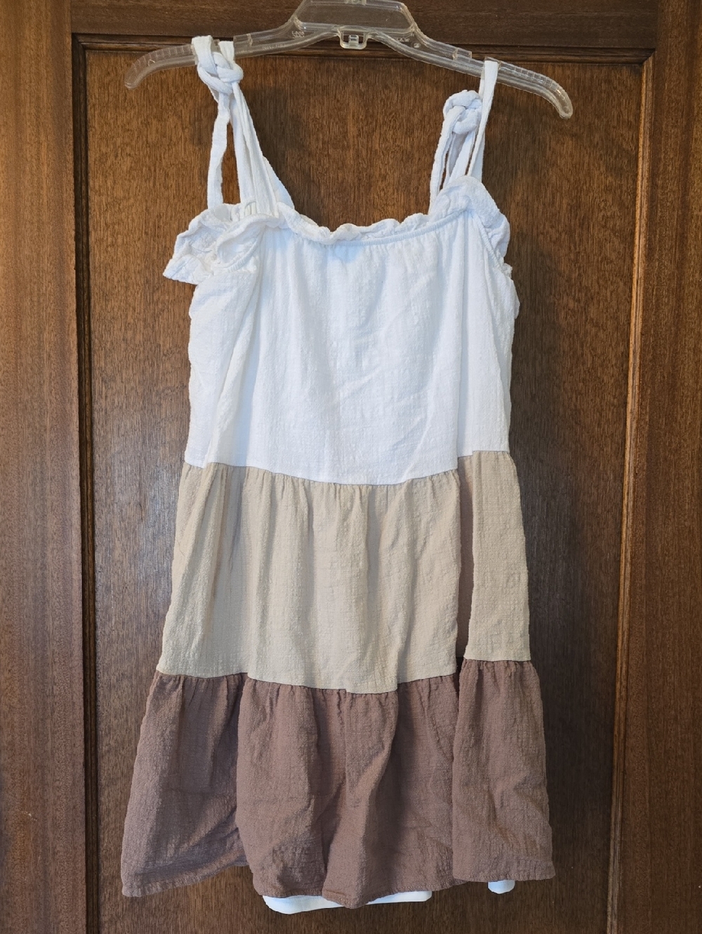 Peach Love California White Tiered Tie-Shoulder Dress